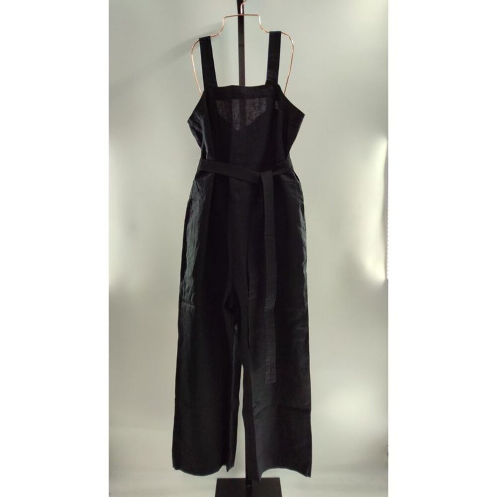 Quince Black Linen Blend Wide-Leg Jumpsuit with Belt